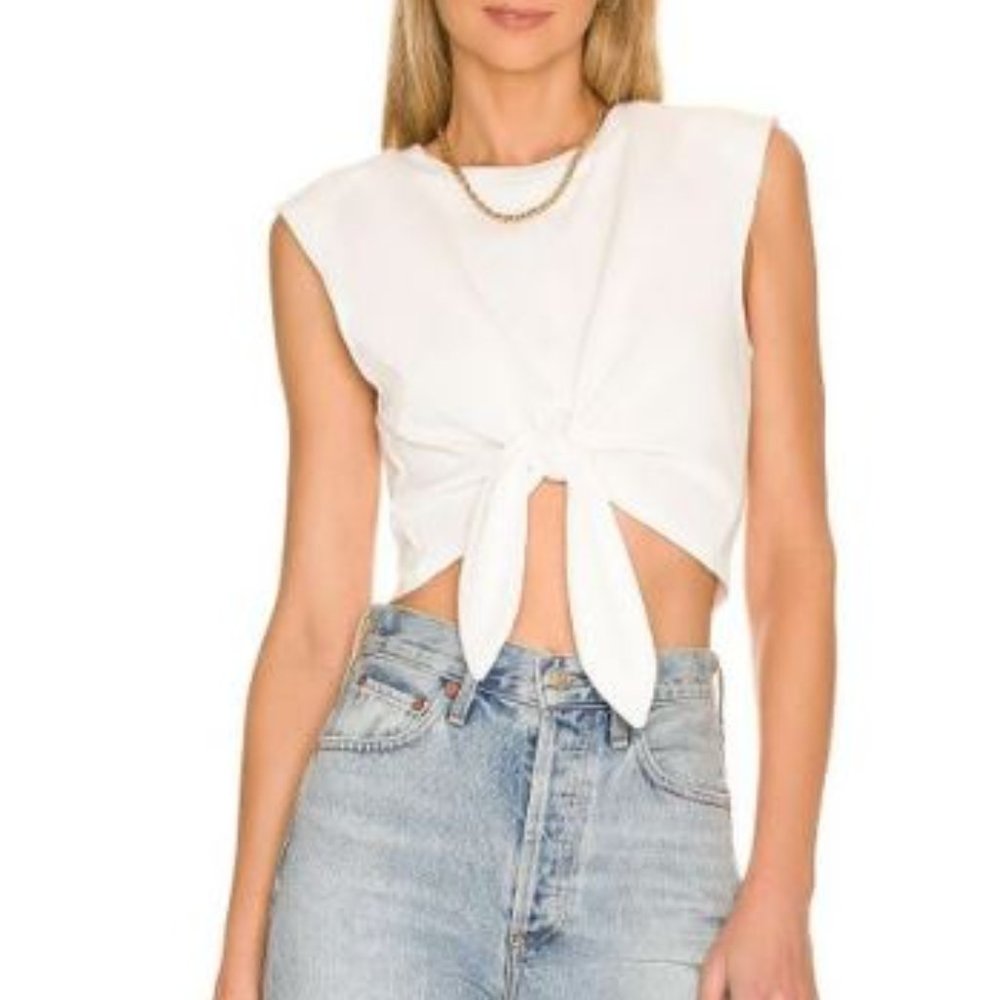 Lovers + Friends White Cybil Tie Front Top